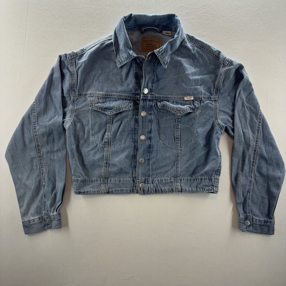 Levi Strauss Signature Blue Jean Denim Jacket, Size Small, Womens Y2K Light Wash